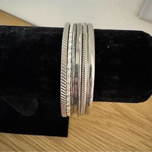 Silver Bangle Bracelet Set